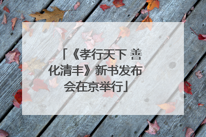 《孝行天下 善化清丰》新书发布会在京举行