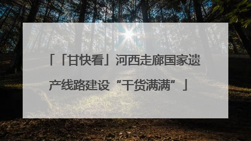 「甘快看」河西走廊国家遗产线路建设“干货满满”