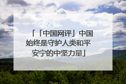 「中国网评」中国始终是守护人类和平安宁的中坚力量