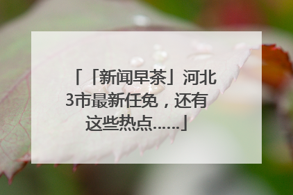 「新闻早茶」河北3市最新任免，还有这些热点……