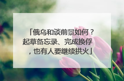 俄乌和谈前景如何？起草备忘录、完成换俘，也有人要继续拱火