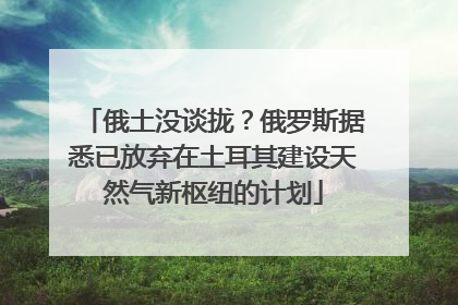 俄土没谈拢？俄罗斯据悉已放弃在土耳其建设天然气新枢纽的计划