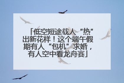 低空短途载人“热”出新花样！这个端午假期有人“包机”求婚，有人空中看龙舟赛