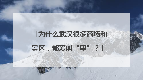 为什么武汉很多商场和景区，都爱叫“里”？