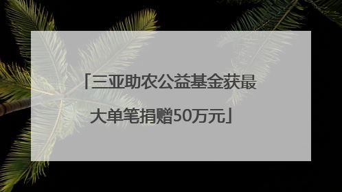 三亚助农公益基金获最大单笔捐赠50万元