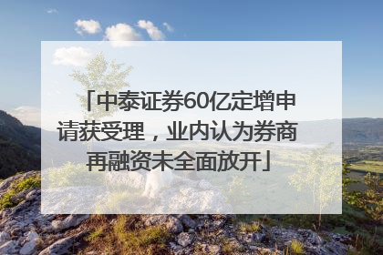 中泰证券60亿定增申请获受理，业内认为券商再融资未全面放开