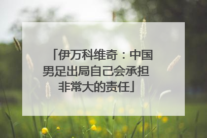 伊万科维奇：中国男足出局自己会承担非常大的责任