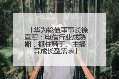 华为轮值董事长徐直军：电信行业成熟期，抓住骑手、主播等成长型需求