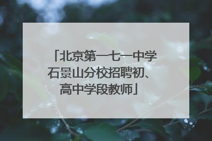 北京第一七一中学石景山分校招聘初、高中学段教师