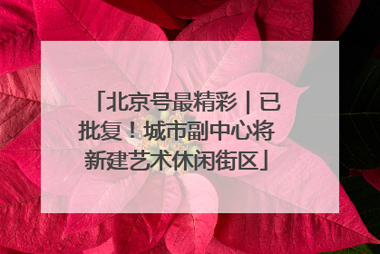 北京号最精彩｜已批复！城市副中心将新建艺术休闲街区