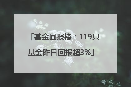 基金回报榜：119只基金昨日回报超3%