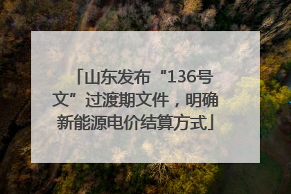 山东发布“136号文”过渡期文件，明确新能源电价结算方式