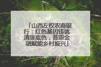 山西左权农商银行：红色基因铸就清廉底色，普惠金融赋能乡村振兴