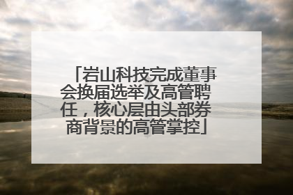 岩山科技完成董事会换届选举及高管聘任，核心层由头部券商背景的高管掌控