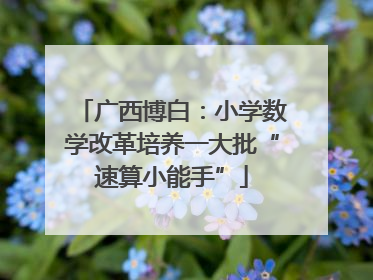 广西博白：小学数学改革培养一大批“速算小能手”