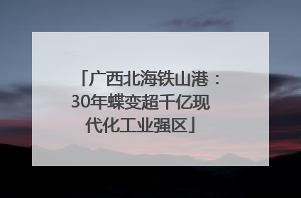广西北海铁山港：30年蝶变超千亿现代化工业强区