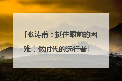 张涛甫：挺住眼前的困难，做时代的远行者