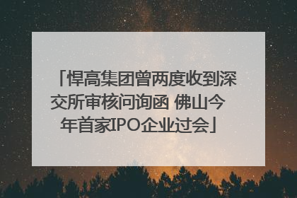 悍高集团曾两度收到深交所审核问询函 佛山今年首家IPO企业过会