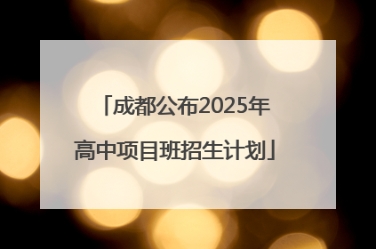 成都公布2025年高中项目班招生计划