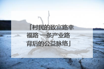 村民的致富路幸福路 一条产业路背后的公益脉络
