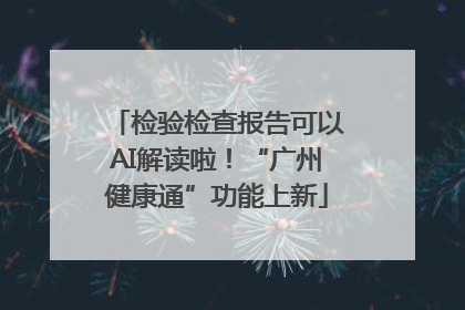 检验检查报告可以AI解读啦！“广州健康通”功能上新