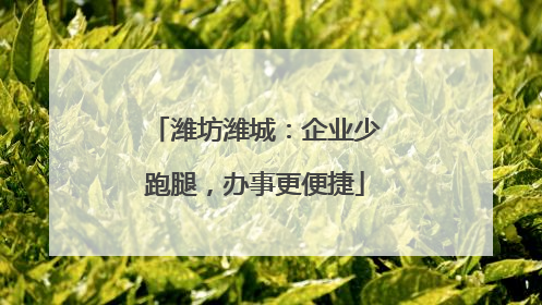 潍坊潍城：企业少跑腿，办事更便捷