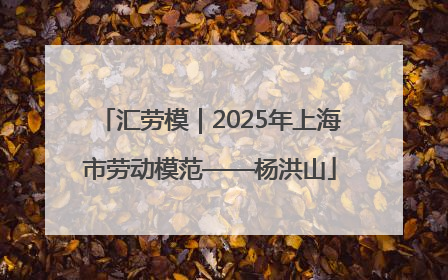 汇劳模｜2025年上海市劳动模范——杨洪山