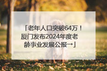 老年人口突破64万！厦门发布2024年度老龄事业发展公报→