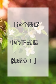 这个质促中心正式揭牌成立！