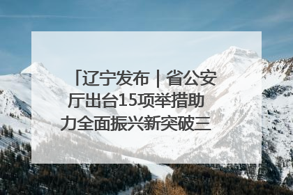 辽宁发布｜省公安厅出台15项举措助力全面振兴新突破三年行动决胜之战