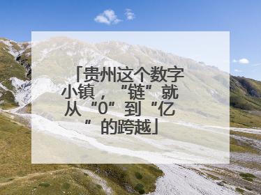 贵州这个数字小镇，“链”就从“0”到“亿”的跨越