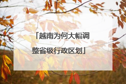 越南为何大幅调整省级行政区划