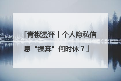 青椒漫评丨个人隐私信息“裸奔”何时休？
