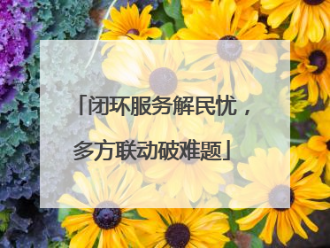 闭环服务解民忧，多方联动破难题