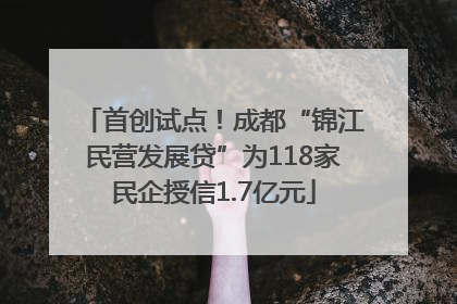 首创试点！成都“锦江民营发展贷”为118家民企授信1.7亿元
