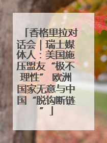 香格里拉对话会｜瑞士媒体人：美国施压盟友“极不理性” 欧洲国家无意与中国“脱钩断链”