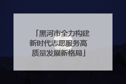 黑河市全力构建新时代志愿服务高质量发展新格局