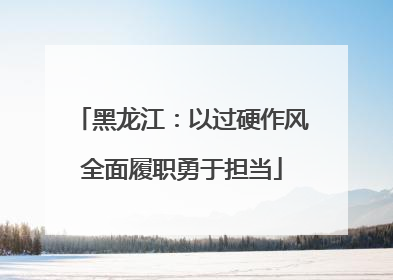 黑龙江：以过硬作风全面履职勇于担当