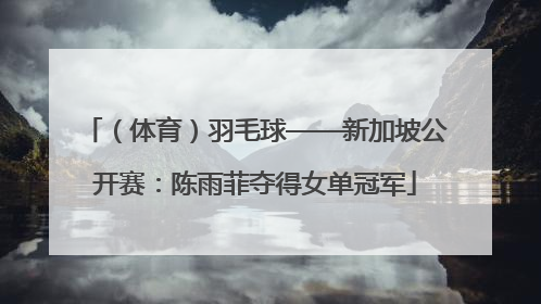 （体育）羽毛球——新加坡公开赛：陈雨菲夺得女单冠军