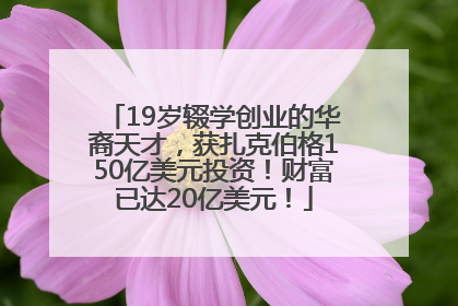 19岁辍学创业的华裔天才，获扎克伯格150亿美元投资！财富已达20亿美元！