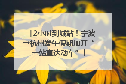 2小时到城站！宁波→杭州端午假期加开“一站直达动车”